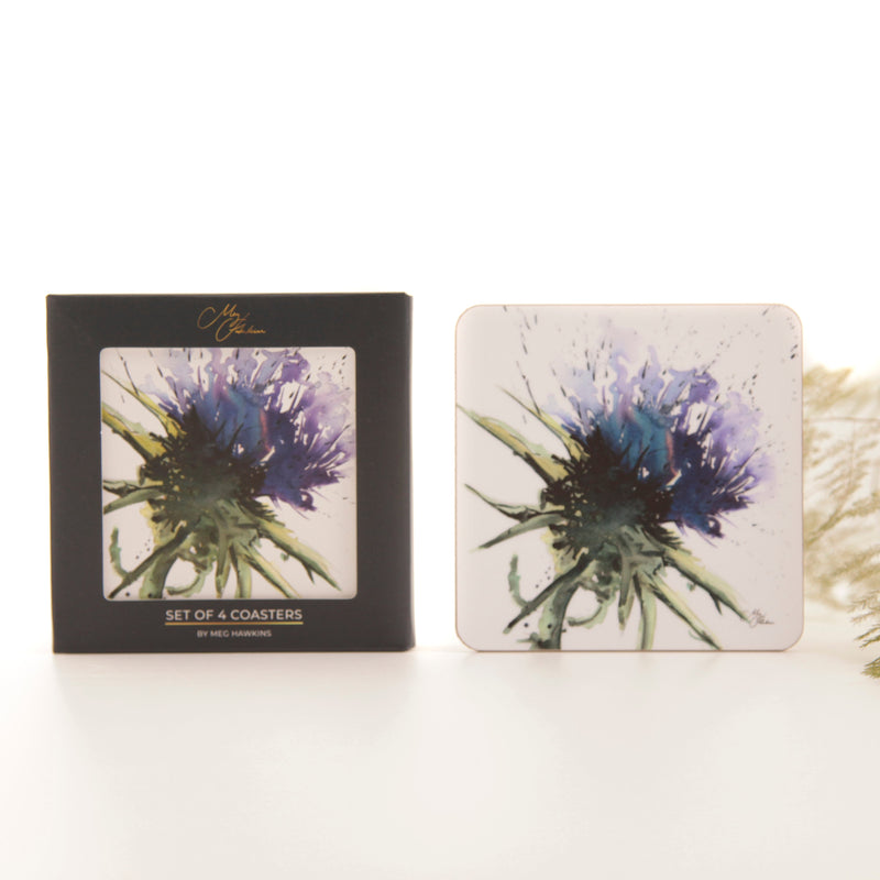 The Thistles -  Thistle Watercolour Design Coasters