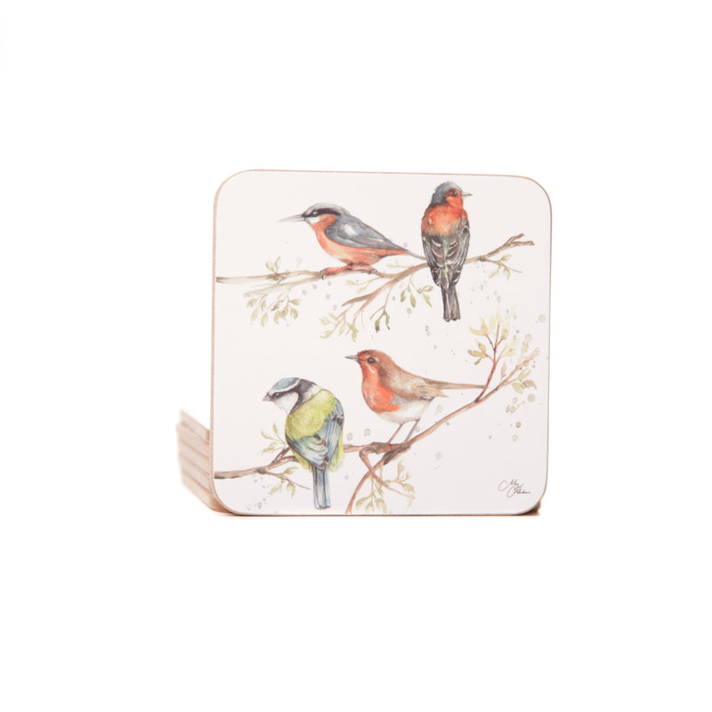 'The Lookout' British Birds Watercolour Design Set of 4 Coasters