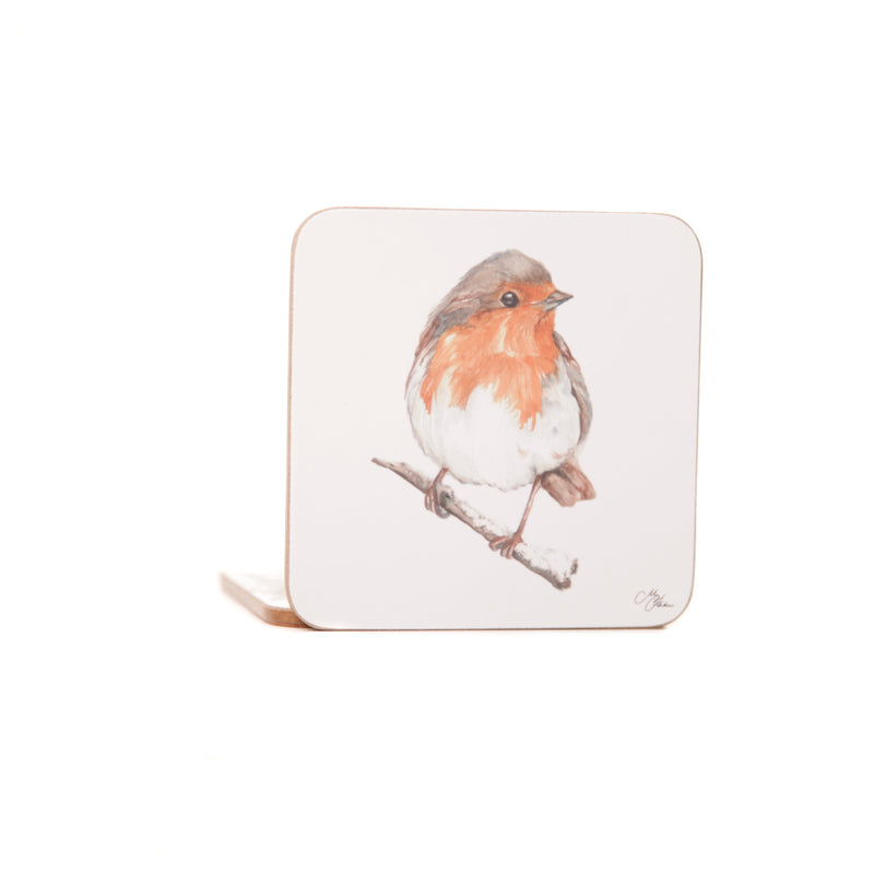 'The Hearth' Robin Watercolour Design Set of 4 Coasters