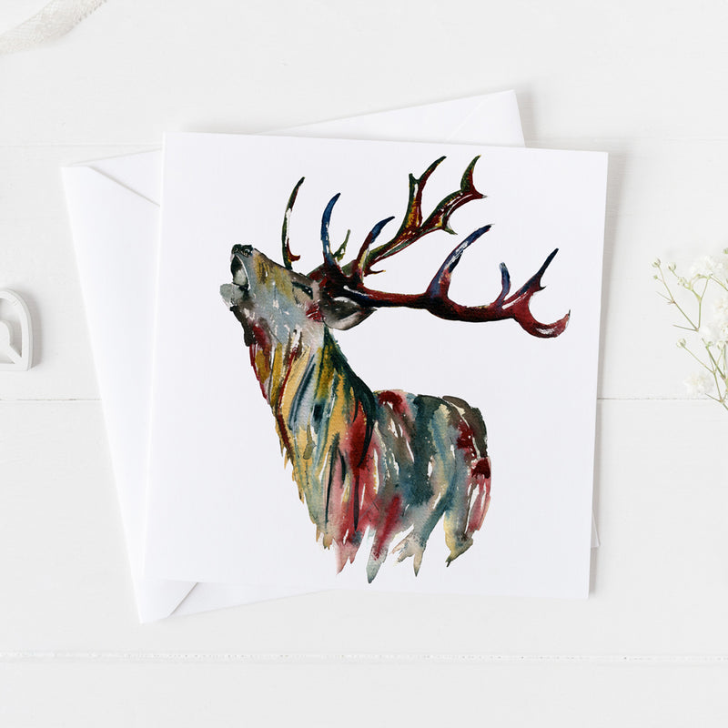 Stag Watercolour Card