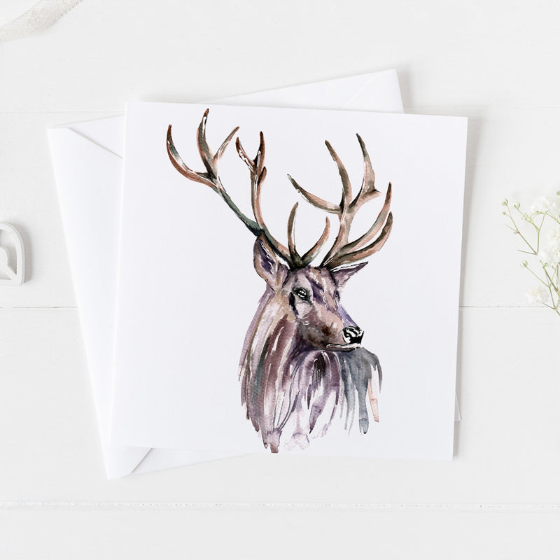 Stag Watercolour Card