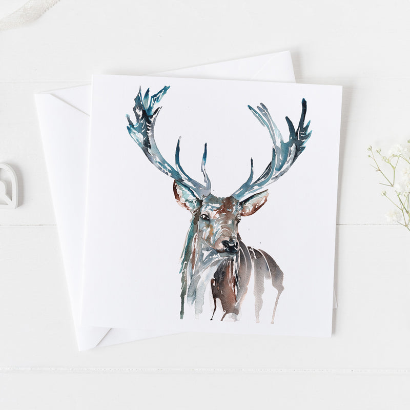 Stag Watercolour Card