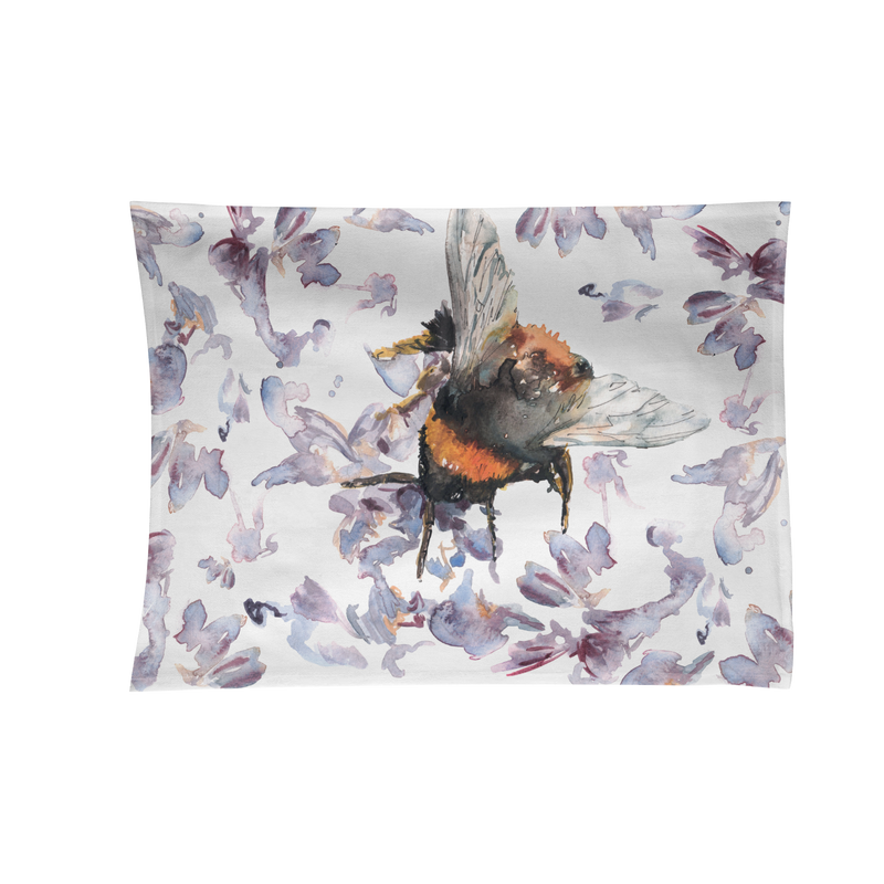 Bee on Heather Design Cotton Teatowel